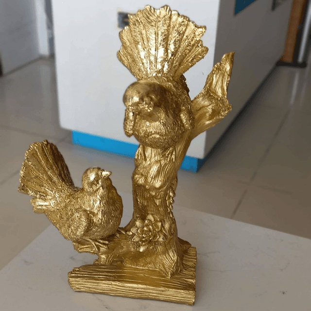 Golden Resin Sparrow Decoration