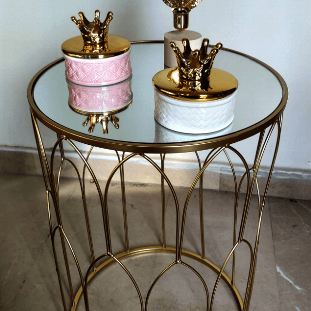 Mirror Top Table Set Design 1