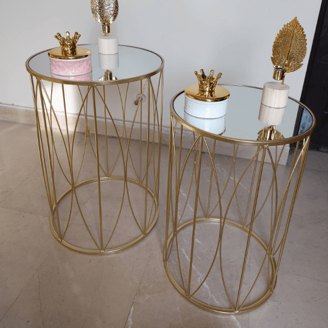 Mirror Top Nesting Table Set Design No2
